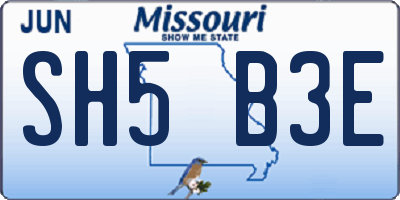 MO license plate SH5B3E