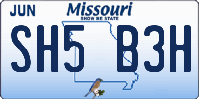 MO license plate SH5B3H
