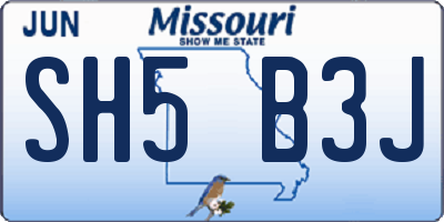 MO license plate SH5B3J