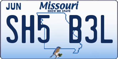 MO license plate SH5B3L