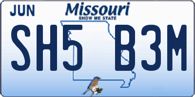 MO license plate SH5B3M