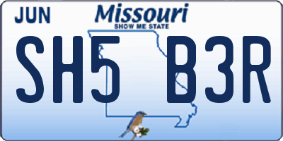 MO license plate SH5B3R