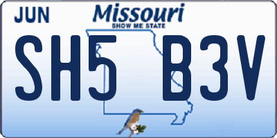 MO license plate SH5B3V