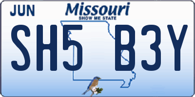 MO license plate SH5B3Y