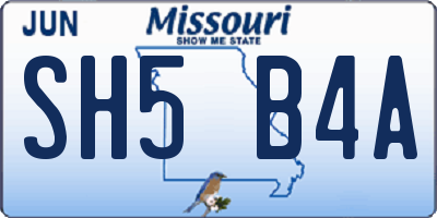 MO license plate SH5B4A