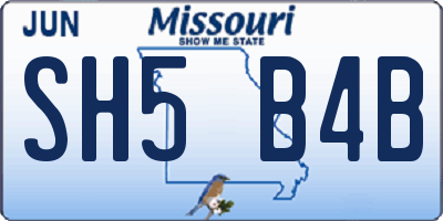 MO license plate SH5B4B