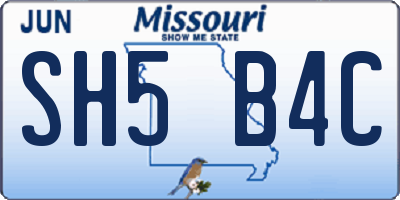 MO license plate SH5B4C