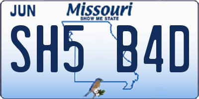 MO license plate SH5B4D