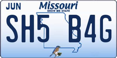 MO license plate SH5B4G