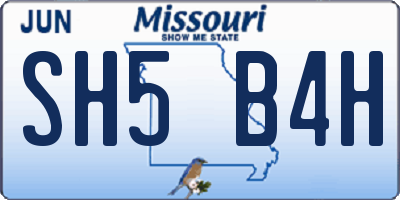 MO license plate SH5B4H