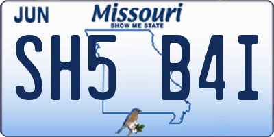 MO license plate SH5B4I