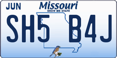 MO license plate SH5B4J