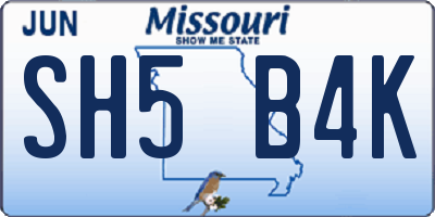 MO license plate SH5B4K