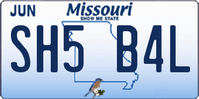 MO license plate SH5B4L