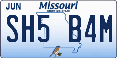 MO license plate SH5B4M