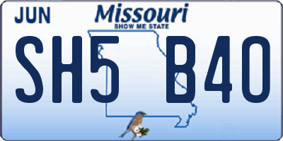 MO license plate SH5B4O