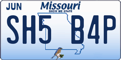 MO license plate SH5B4P