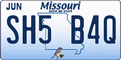 MO license plate SH5B4Q