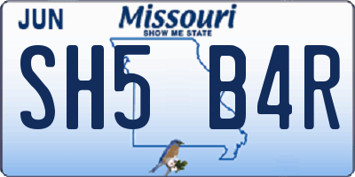 MO license plate SH5B4R