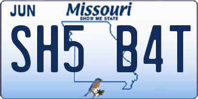 MO license plate SH5B4T