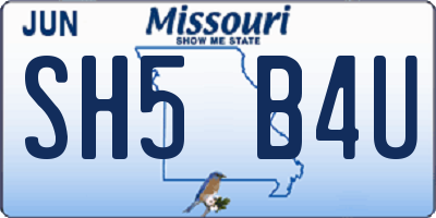 MO license plate SH5B4U