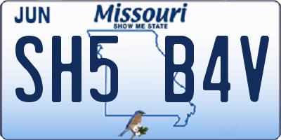 MO license plate SH5B4V