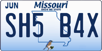 MO license plate SH5B4X
