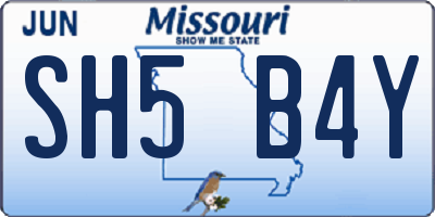 MO license plate SH5B4Y