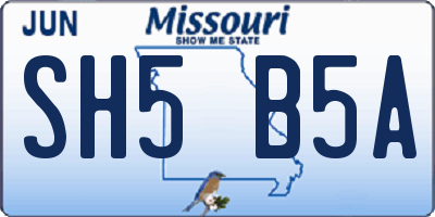 MO license plate SH5B5A