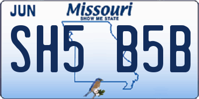 MO license plate SH5B5B