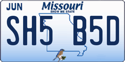 MO license plate SH5B5D