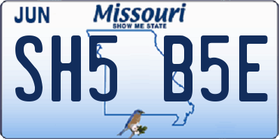 MO license plate SH5B5E