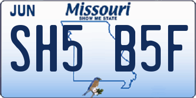 MO license plate SH5B5F