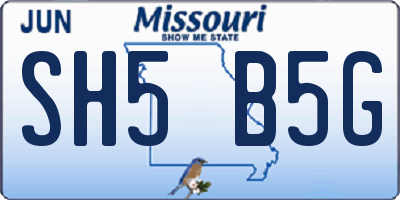 MO license plate SH5B5G