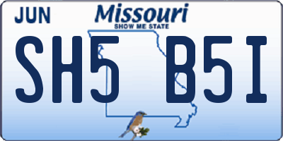 MO license plate SH5B5I