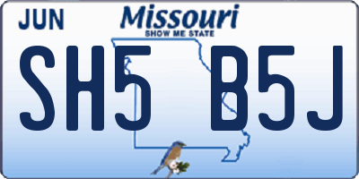 MO license plate SH5B5J