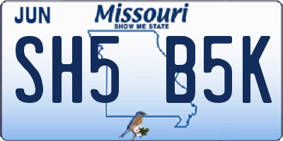 MO license plate SH5B5K