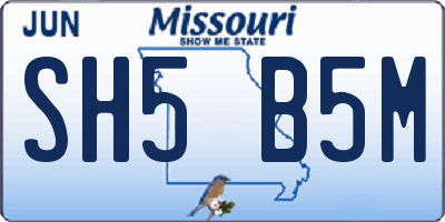 MO license plate SH5B5M