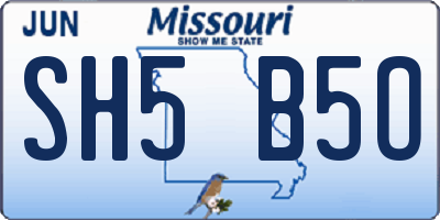 MO license plate SH5B5O
