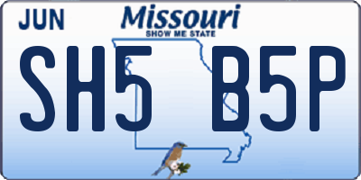 MO license plate SH5B5P