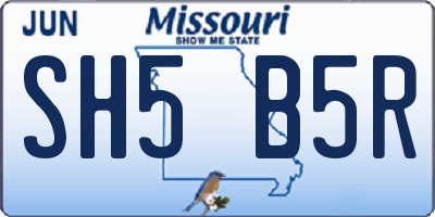 MO license plate SH5B5R