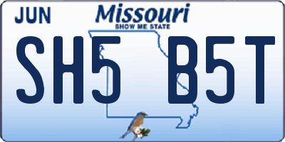 MO license plate SH5B5T