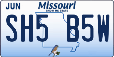 MO license plate SH5B5W