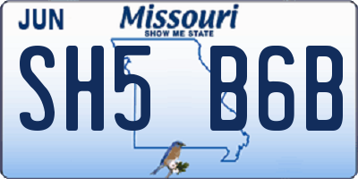 MO license plate SH5B6B