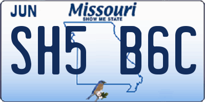 MO license plate SH5B6C