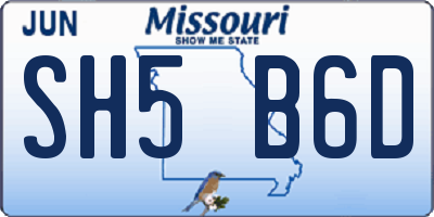 MO license plate SH5B6D
