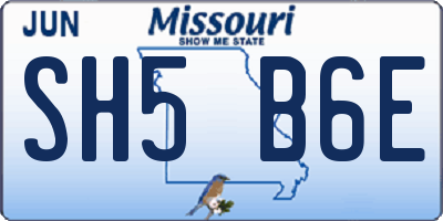 MO license plate SH5B6E
