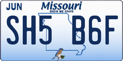MO license plate SH5B6F