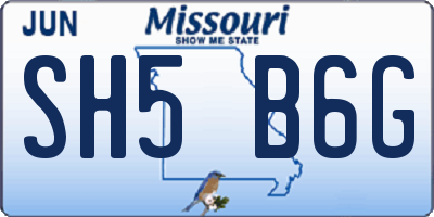 MO license plate SH5B6G