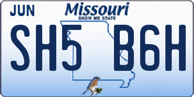 MO license plate SH5B6H